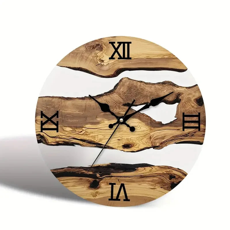 Wood grain wall clock transparent minimalist design hanging silent living room office art watch home decor hororloge