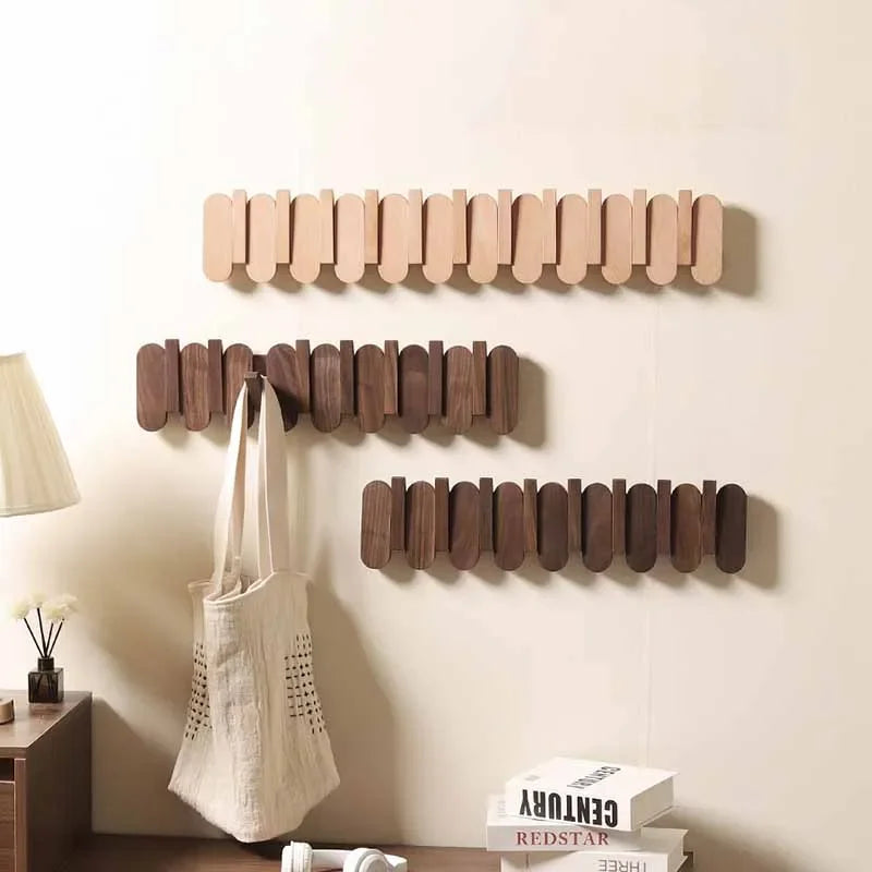 Luxury wall coat rack walnut wood clothes dress hanger hooks backpack pants interior furniture bedroom clothing storage