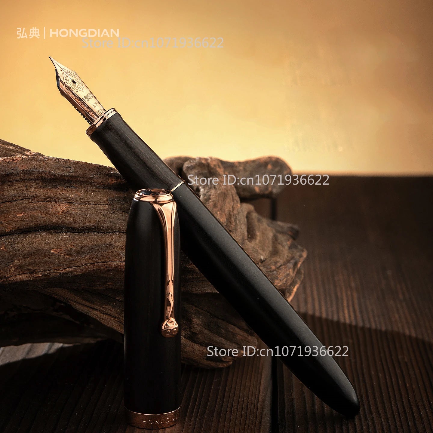 Hongdian a10 log fountain pen magnetic cap premium wood calligraphy ef f nib for writing practice & gifts office