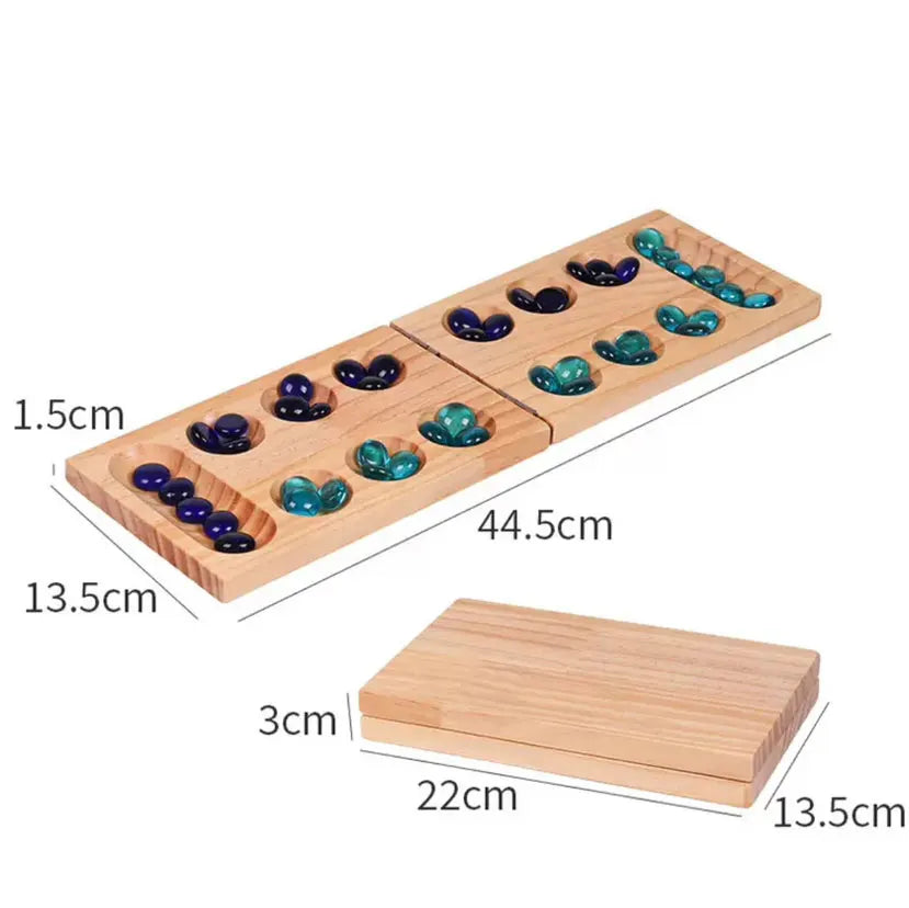1set foldable mancala board game - fun classic table with wooden for adults & kids - no lock