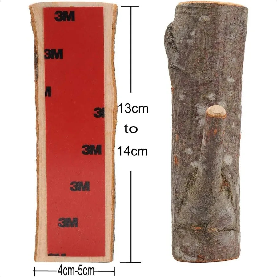 Pack of 4vintage real wood tree branch wall hook farmhouse rustic decorative wooden 3m adhesive hooks strong suction