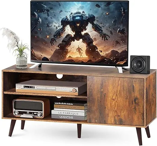 Retro brown wooden 55 inch tv stand with modern storage cabinet for bedroom entertainment center - united states