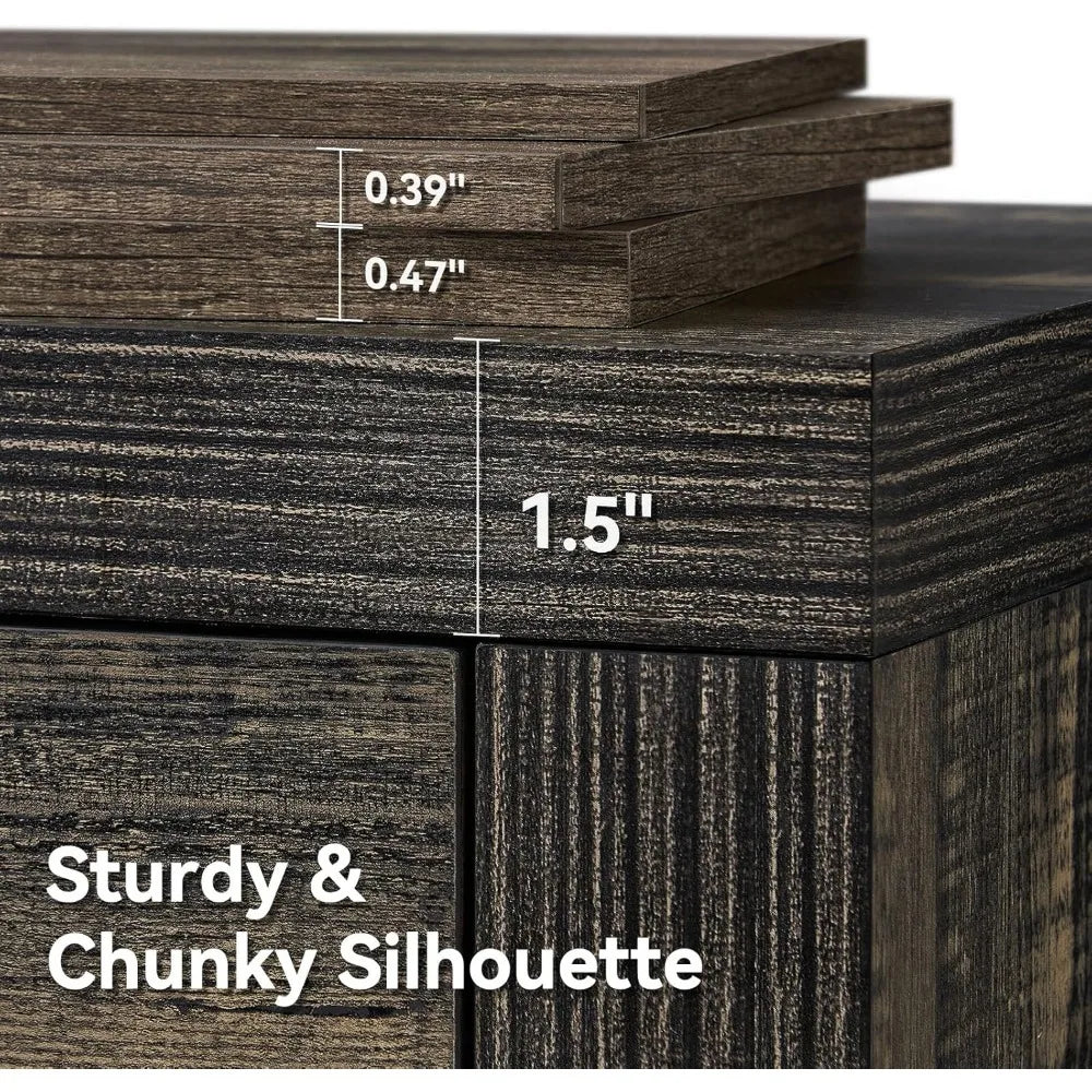 23.4’’ modern 2-drawer nightstand with charging station for bedroom wooden bedside table - united states / dark rustic