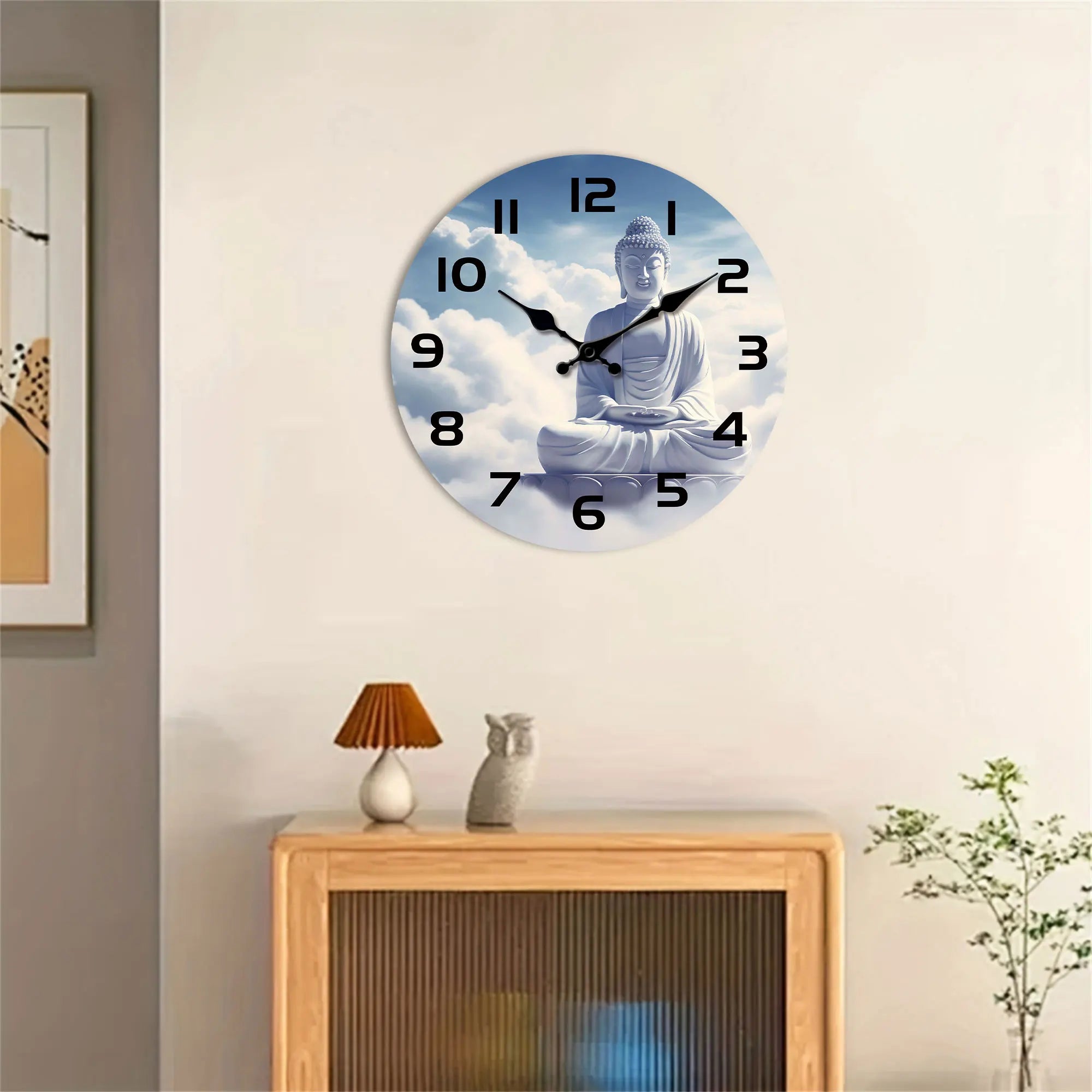 1pc white ’buddha’ wooden wall clock religious theme design buddha - silent non-ticking living room bedroom kitch