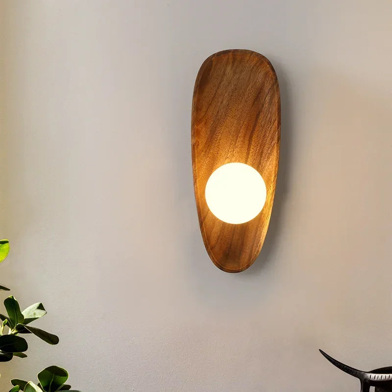 Wooden wall lamps vintage living room glass lights doorway hallway lamp for decor fixture led