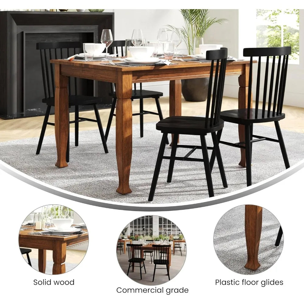 47 inch solid wood dining table with sculpted legs seats 4 walnut matte finish - united states