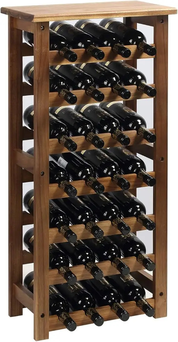 Stylish wooden 7-tier floor wine rack for 28 bottles freestanding storage display kitchen and pantry - united states