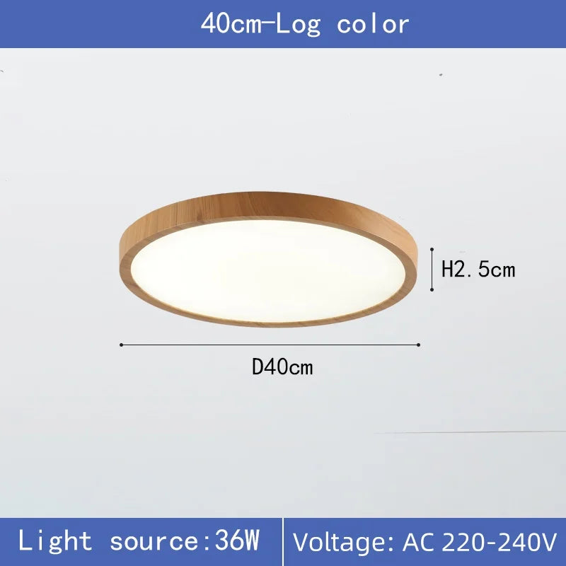 0.9 inch ultrathin led ceiling light creative walnut wood grain decorative lighting living room bedroom indoor home