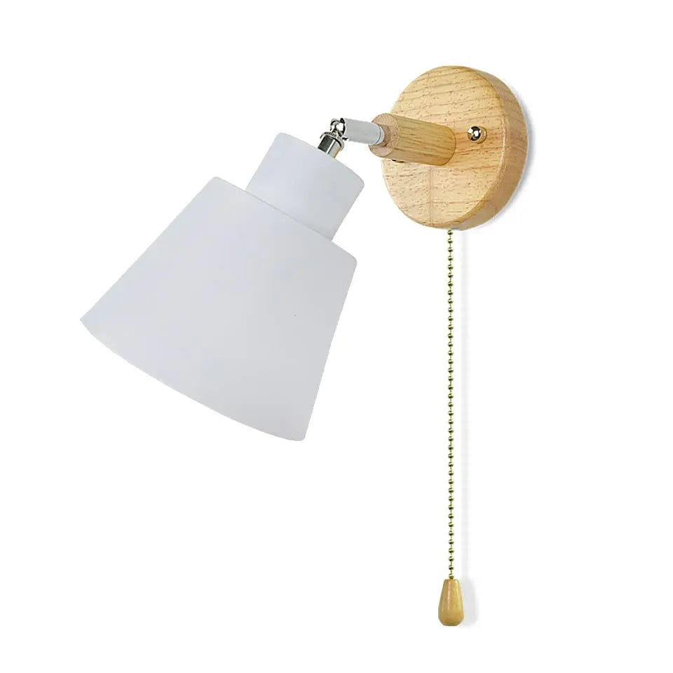 Nordic wood wall lamp with plug and 1.8 meters line cable knob switch creative bedside wall light eu wooden base