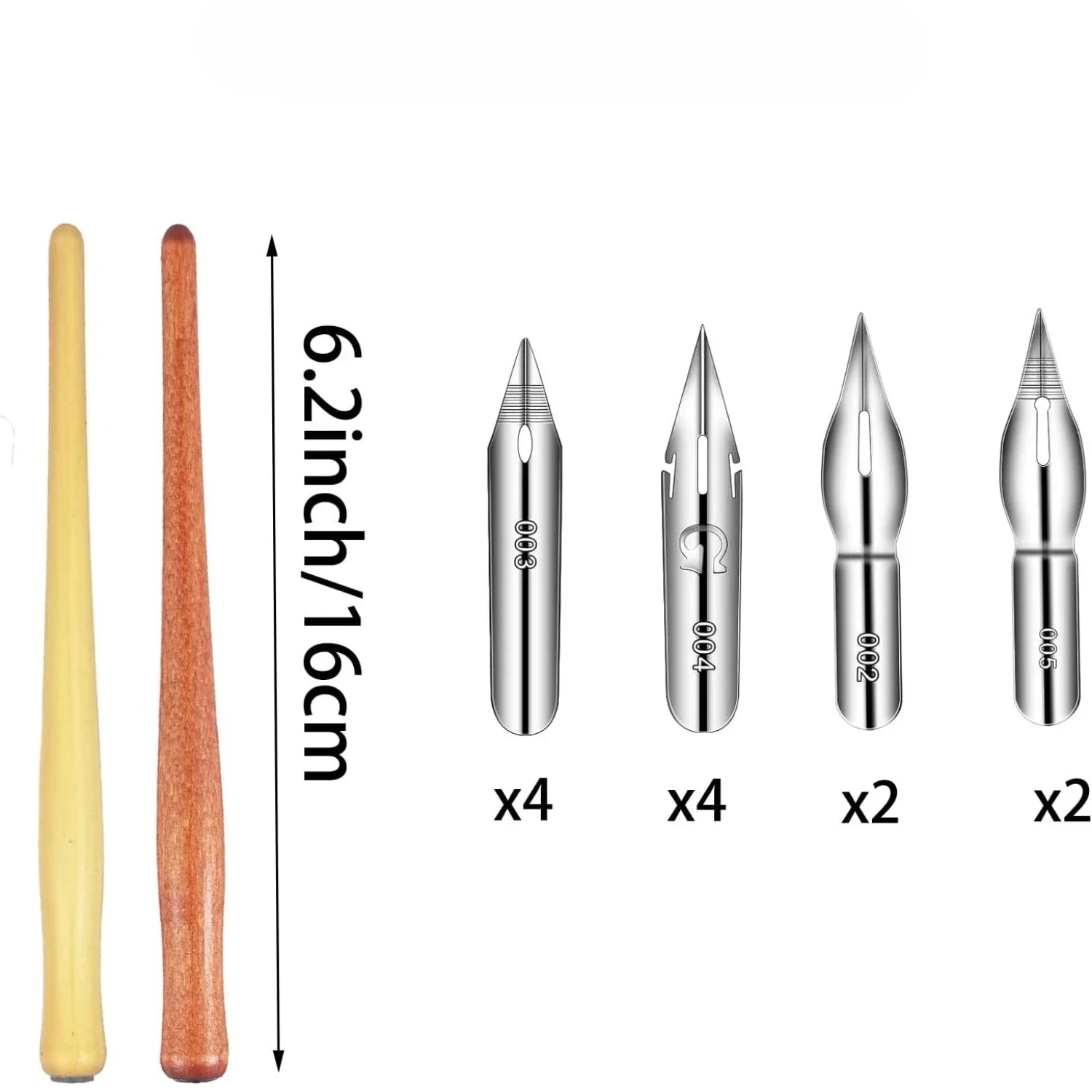 Dip pen set calligraphy drawing includes 2 wooden holders and 12 stainless steel nibs for writing - united states
