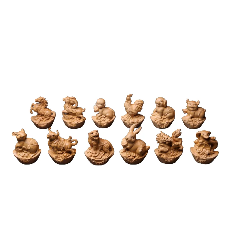 Hand-carved hinoki wood zodiac animal figurine - 6’’ chinese feng shui sculpture home decor collectible art gift