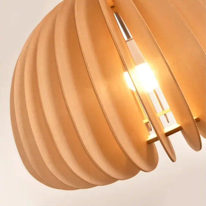 2pcs wood art ceiling lamp e27 base japanese pumpkin style dining room bed bedside light home living decor