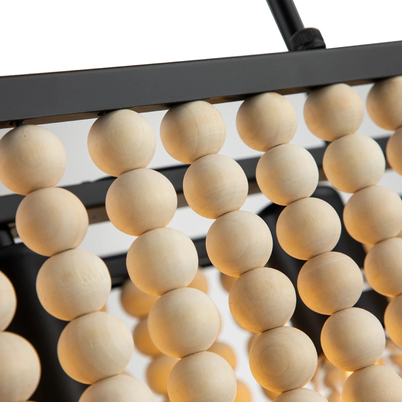 23’’ boho chandelier with handmade wood beads - adjustable 4-light farmhouse pendant for dining room - beige / 31-40w