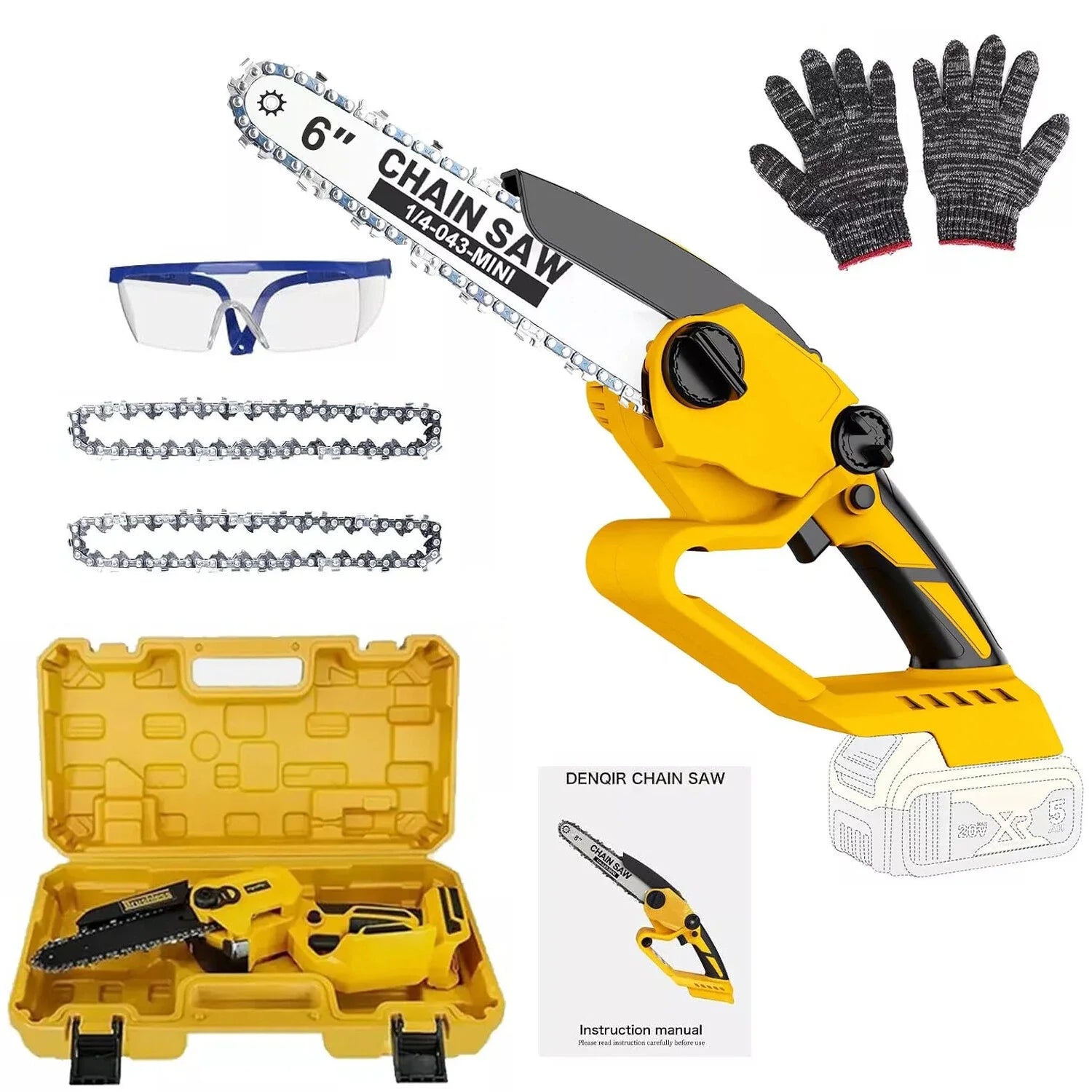 6 inches mini chainsaw dewalt 20v max battery cordless hand-held pruning saw power tools for garden logging woodworking