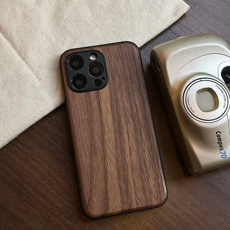 Compatible with iphone 11/12/13/14/15/16 – handmade walnut wood protective case