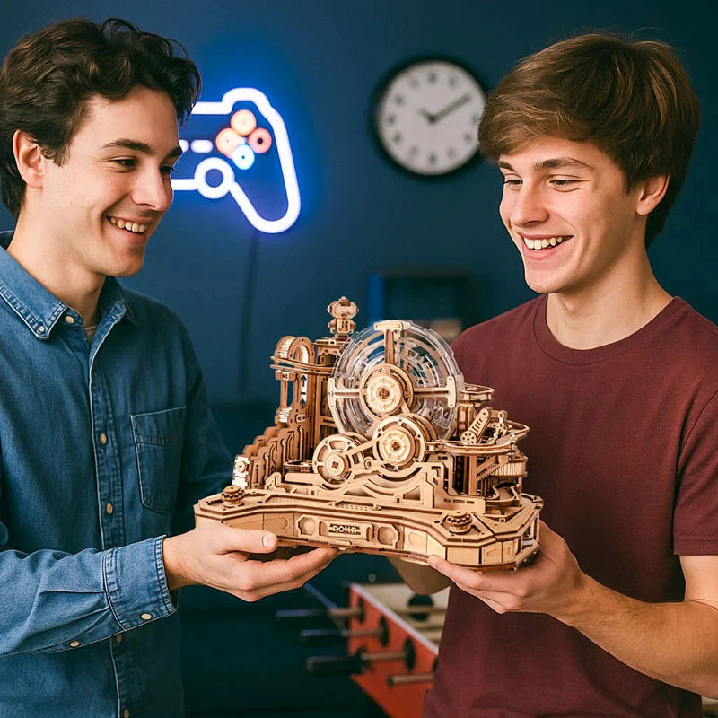 Robotime rokr gearball scramble 3d wooden puzzle rotating gear brain teaser engineering educational puzzleball