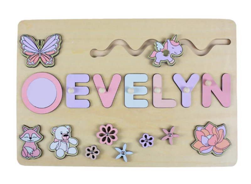 Personalized custom first name wooden puzzle educational toys for toddlers early learning gifts kids baby toy boy &girl