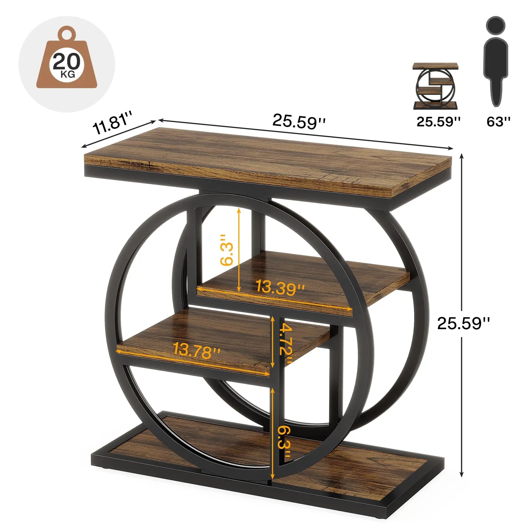 Tribesigns end table for living room 4-tier narrow side with storage shelves industrial bedside bedroom wood