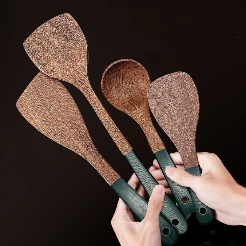 Wooden cooking utensils natural wenge wood non-stick cookware spatula shovel rice spoon kitchen tool accessories