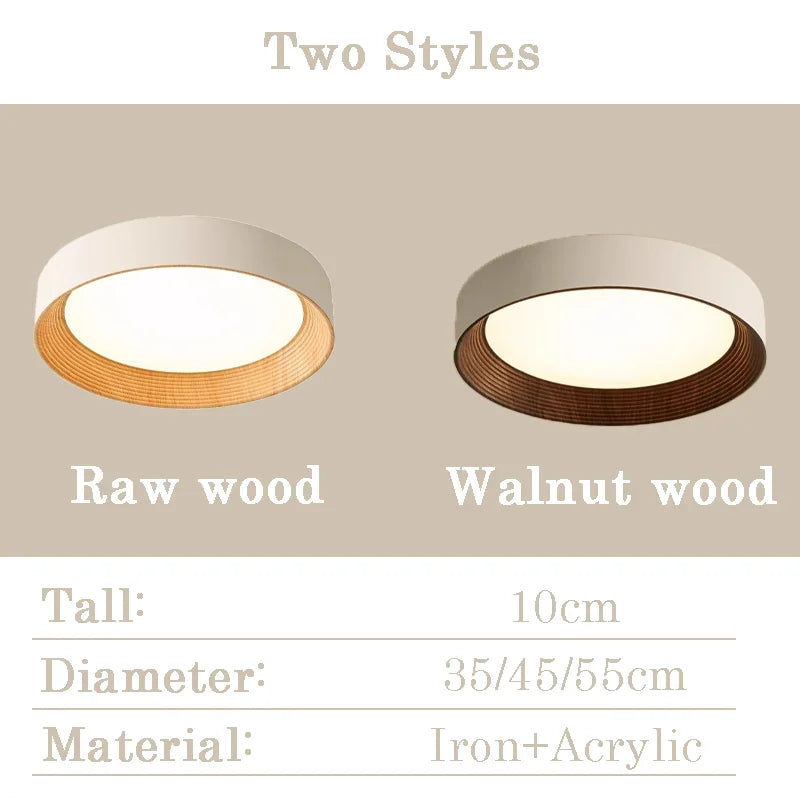 Nordic creative wood grain ceiling lamp minimalist round led chandelier living room balcony bedroom hotel decor