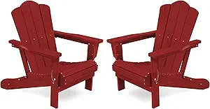 Kingyes 2-piece folding adirondack chair set - durable hdpe patio chairs with wooden texture for outdoor use - united