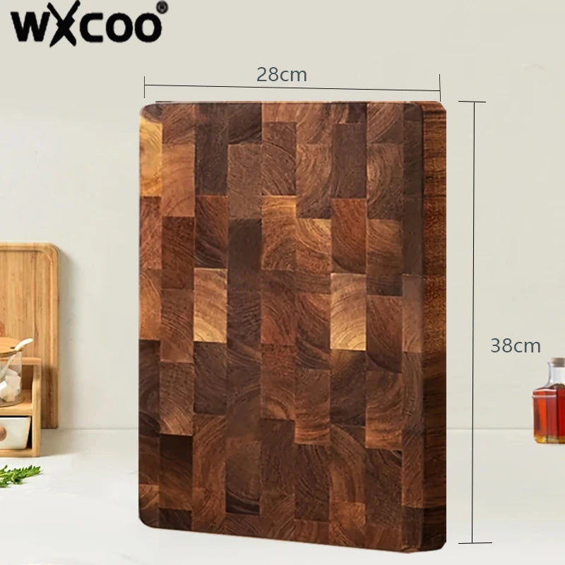 Thicken acacia wooden cutting board kitchen double-sided splicing checkerboard solid wood non-slip for cut vegetable