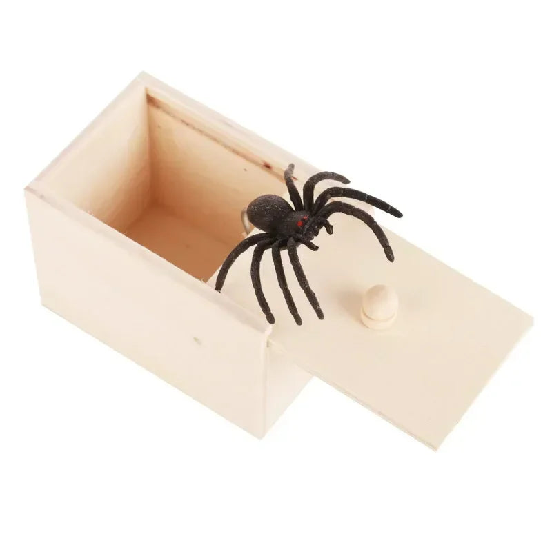 Trick spider funny scare box wooden hidden quality prank fun game friend office toys - decorative