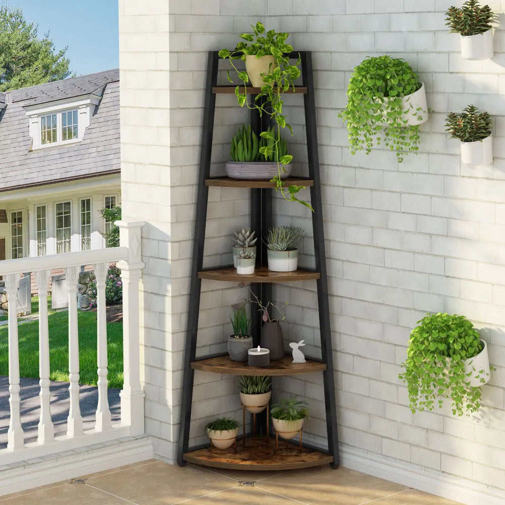 Tribesigns bookcase corner book shelf rack wood bookshelf storage shelves - brown / united states