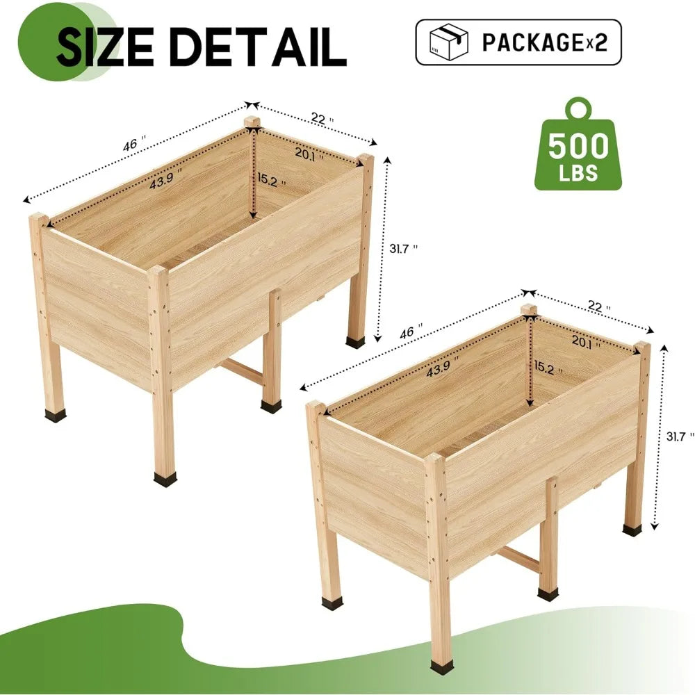 Specraft 8x2 ft raised garden bed featuring legs drainage holes ideal for vegetables flowers elevated wood planter box