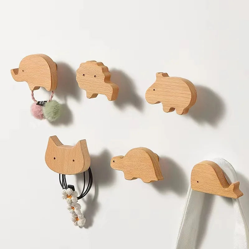 3pcs wood hooks organization wall holder clothes hanger keychain door hook bathroom kitchen accessories deco for home