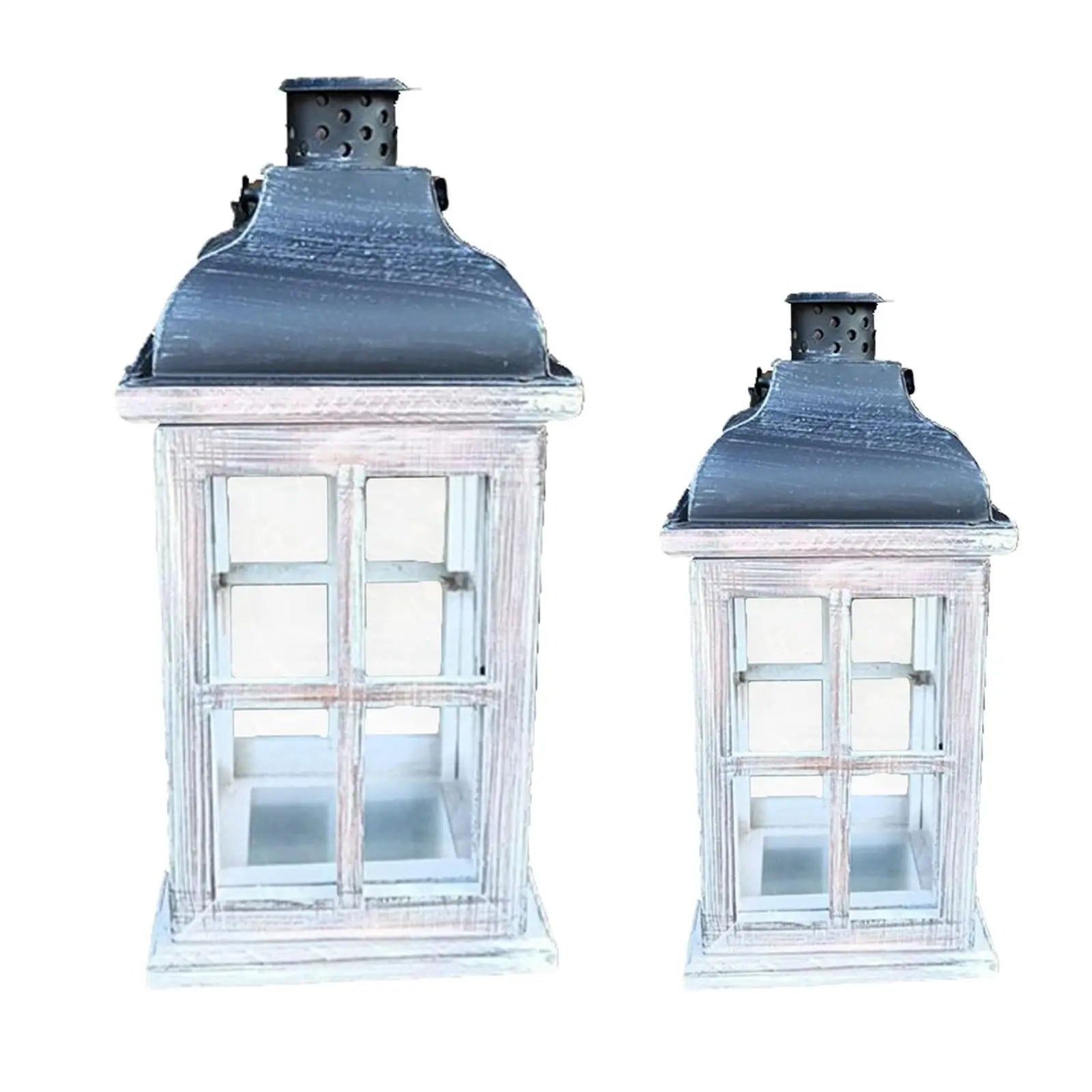Traditional wooden lanterns candle holder wedding centerpiece white wind lantern - 28x13x13cm