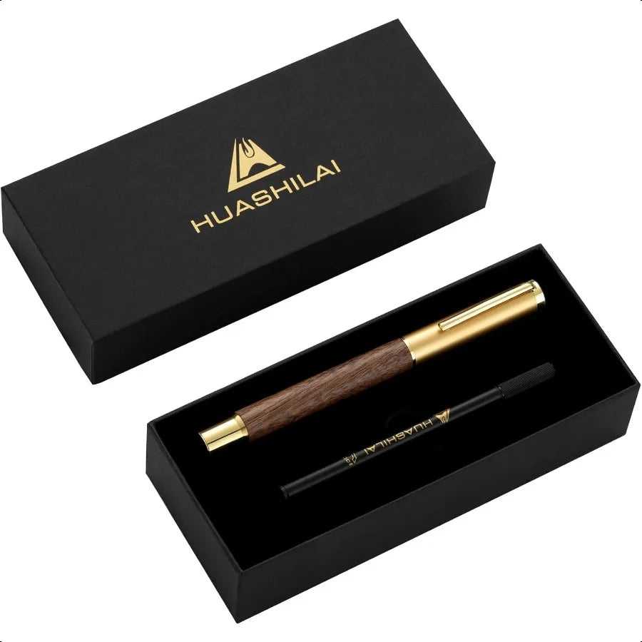 luxury-wooden-and-metal-rollerball-pen-set-with-spare-gel-ink-refillrosewood-white-oak-walnut-wood-signature-roller-ball-pen-bu