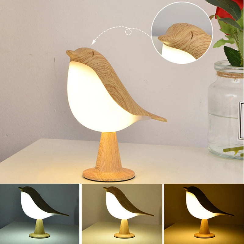 3 colors bedside lamp creative touch switch wooden bird night lights dimming brightness bedroom table reading decor home