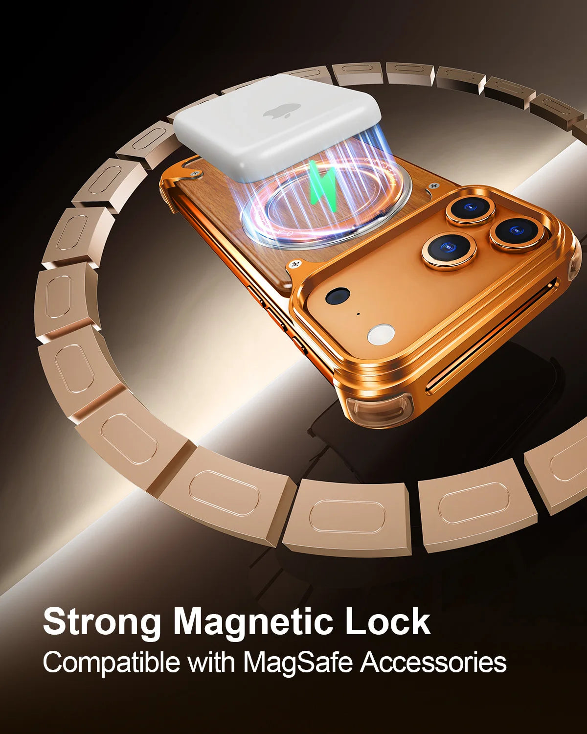 Oatsbasf solid wooden phone case for iphone 17 pro max/air/16 with stand 360° rotatable magnetic shockproof protective