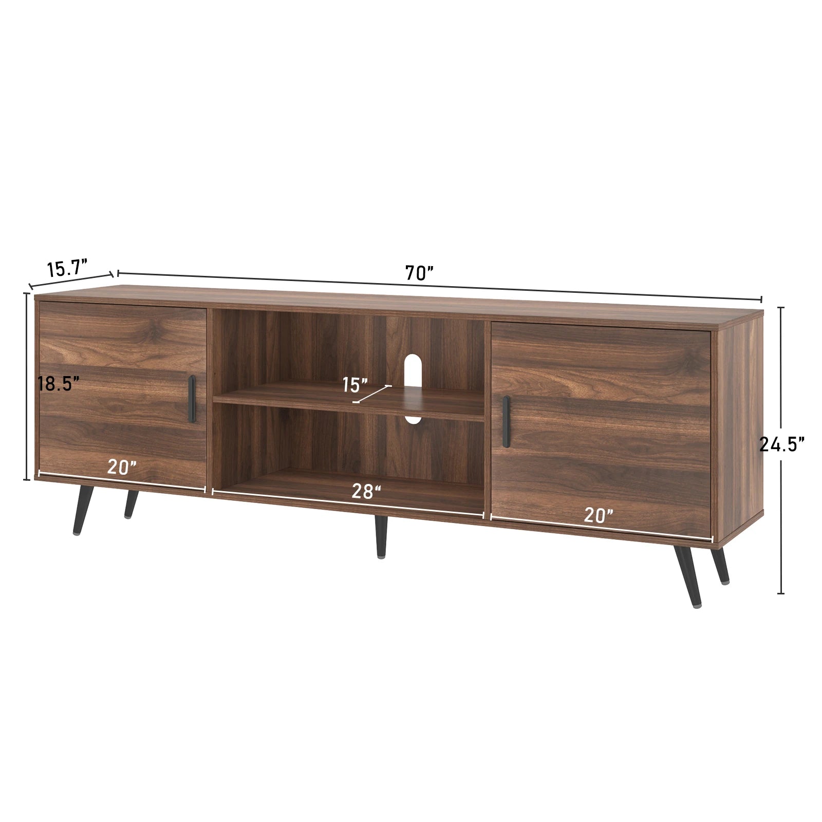 Modern tv stand wood cabinet with storage entertainment center console open shelf for living room media - wn