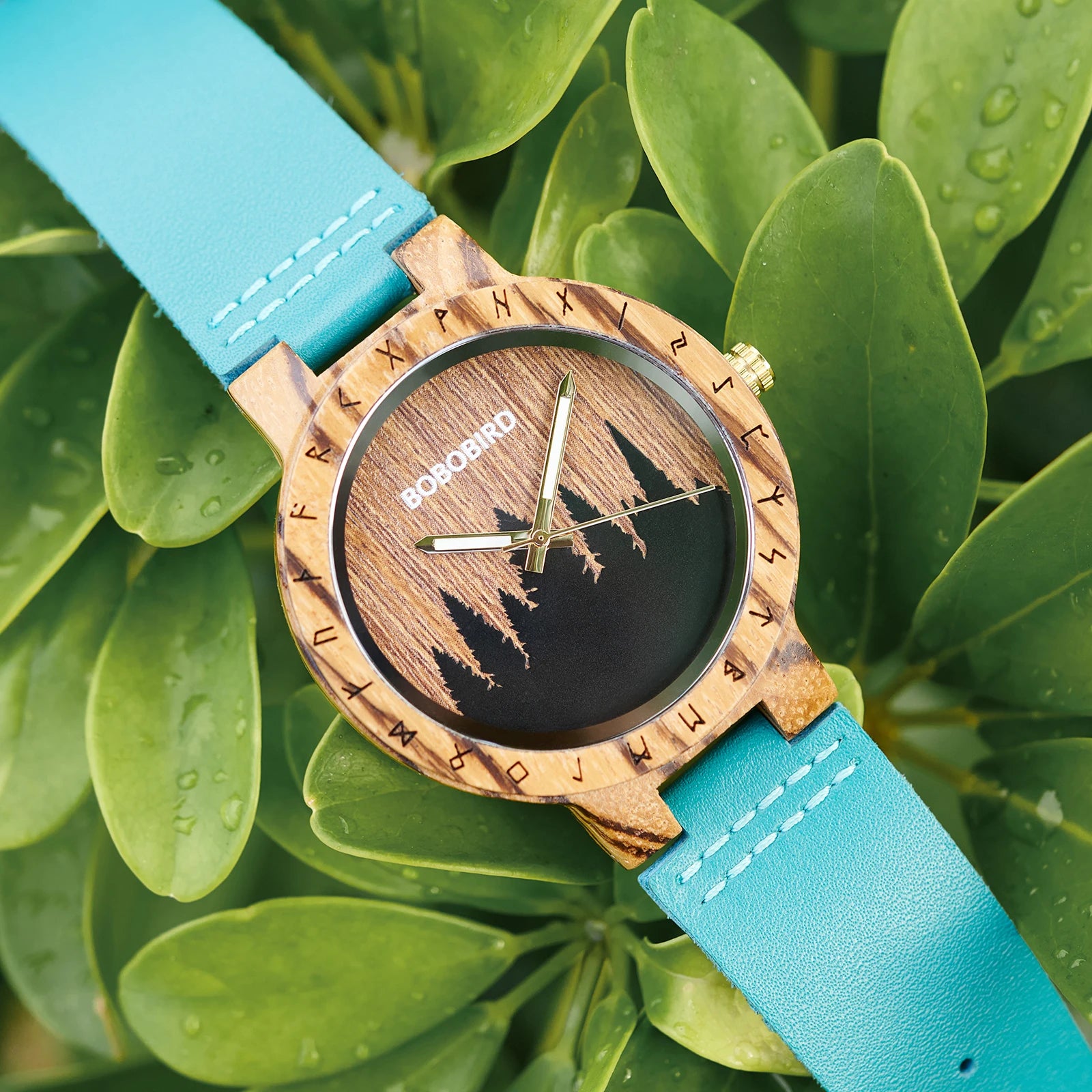 Man wood watch bobobird viking symbol quartz wristwatch original forest design wooden clock wach with gift box for men