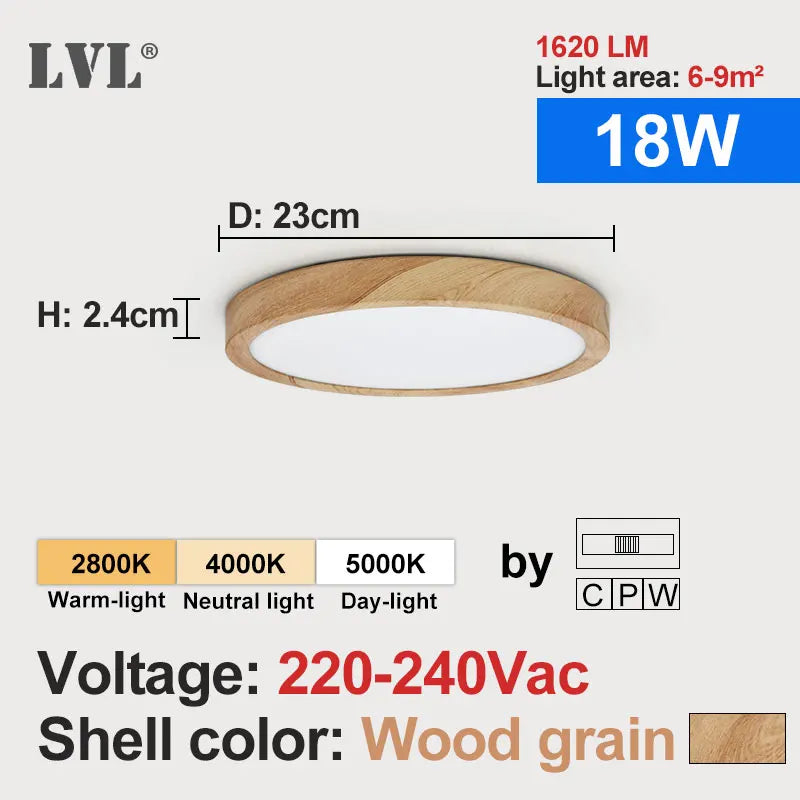 Modern led ceiling light wood grain golden one with 3 colors home lighing kitchen bedroom bathroom surface lamp