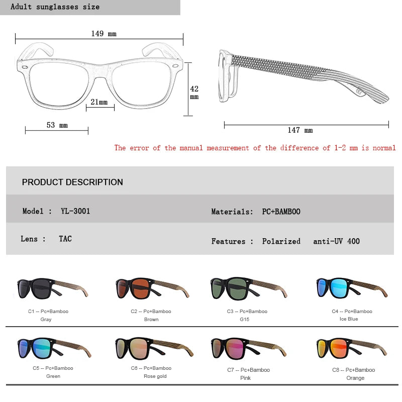 2023 factory direct selling hand-made bamboo wooden sunglasses for men and women high quality uv400 polarized wood
