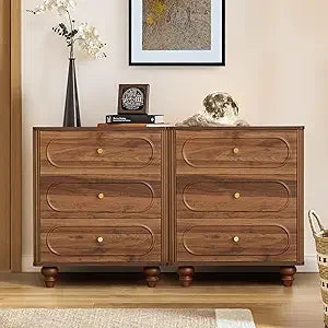 3 drawer fluted dresser for bedroom mid century modern chest of drawers wood storage small organizer livi - 2 set