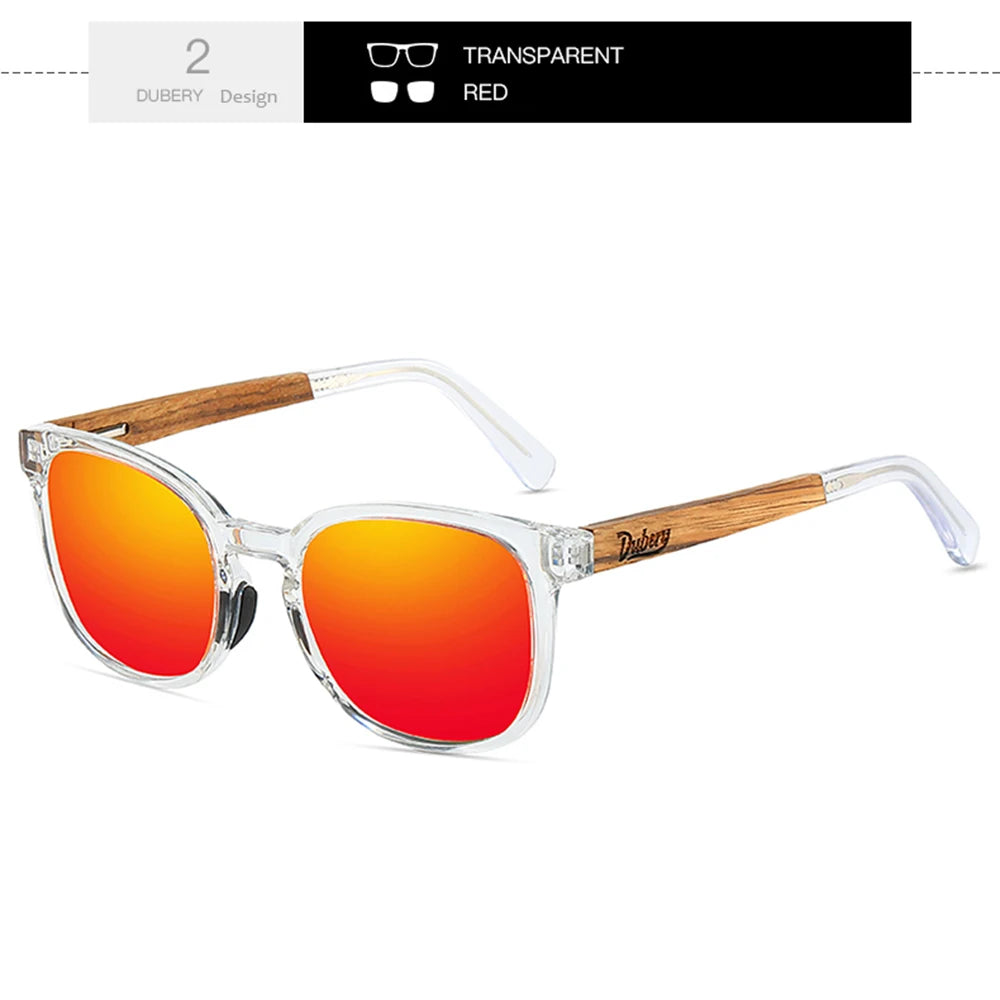Dubery wooden polarized full rim fashion sunglasses for men and women 6 colors model 260