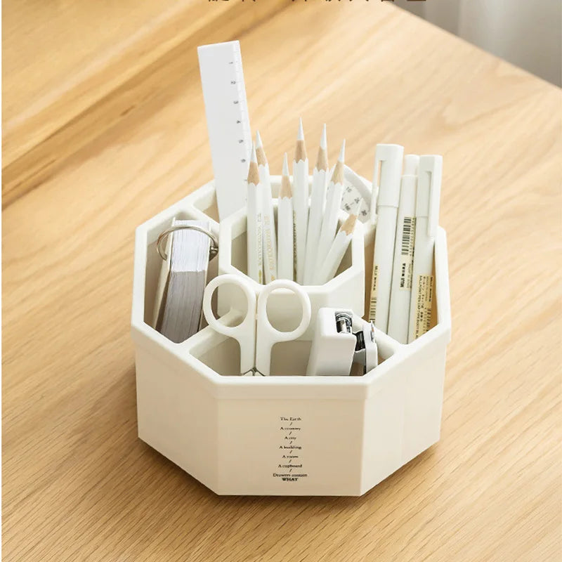360° rotating pen holder desk accessories large capacity pencil storage box desktop organizer school office stationery