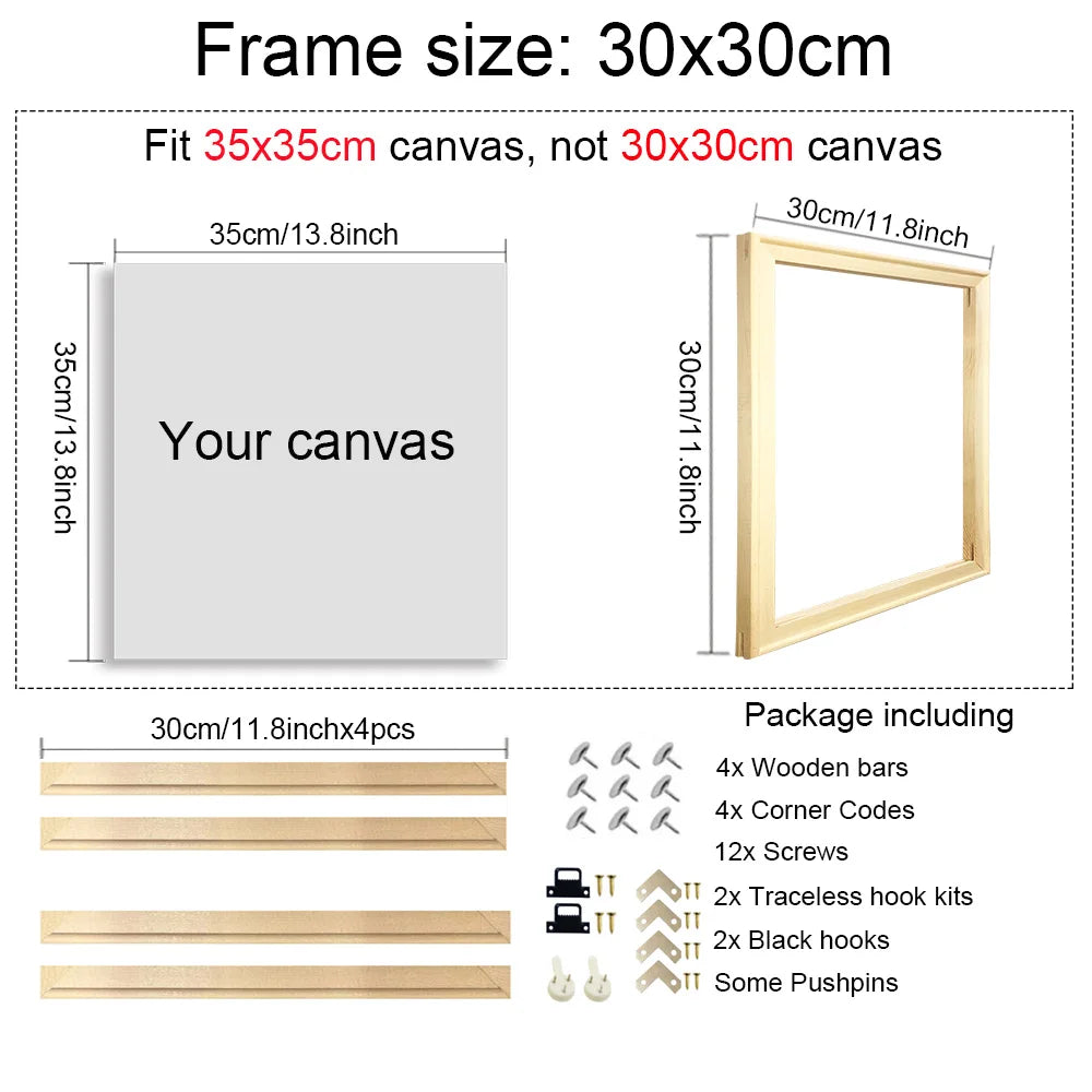 40x60 50x70 60x90 60x120 diy wood frame kit for canvas oil painting bars diamond wall art - 30x30cm