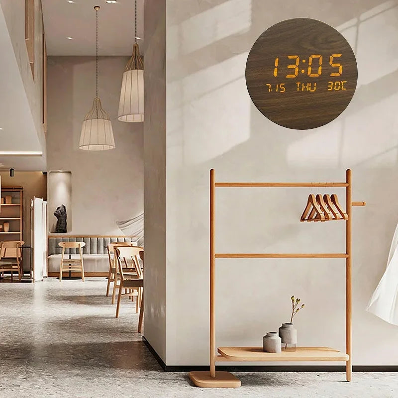 Solid wood led wall clock creative clocks living room home bedroom silent nordic style fashion luxury - style 2 / 195 x