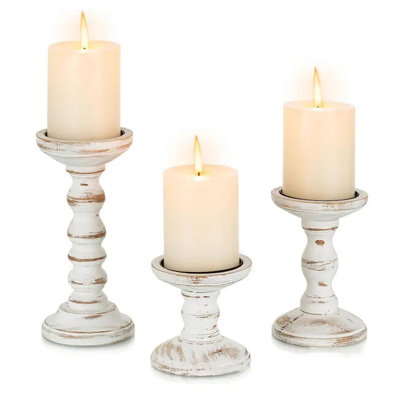 Retro texture wood candlestick old style tabletop candle holder home decoration wooden candles rack photography props