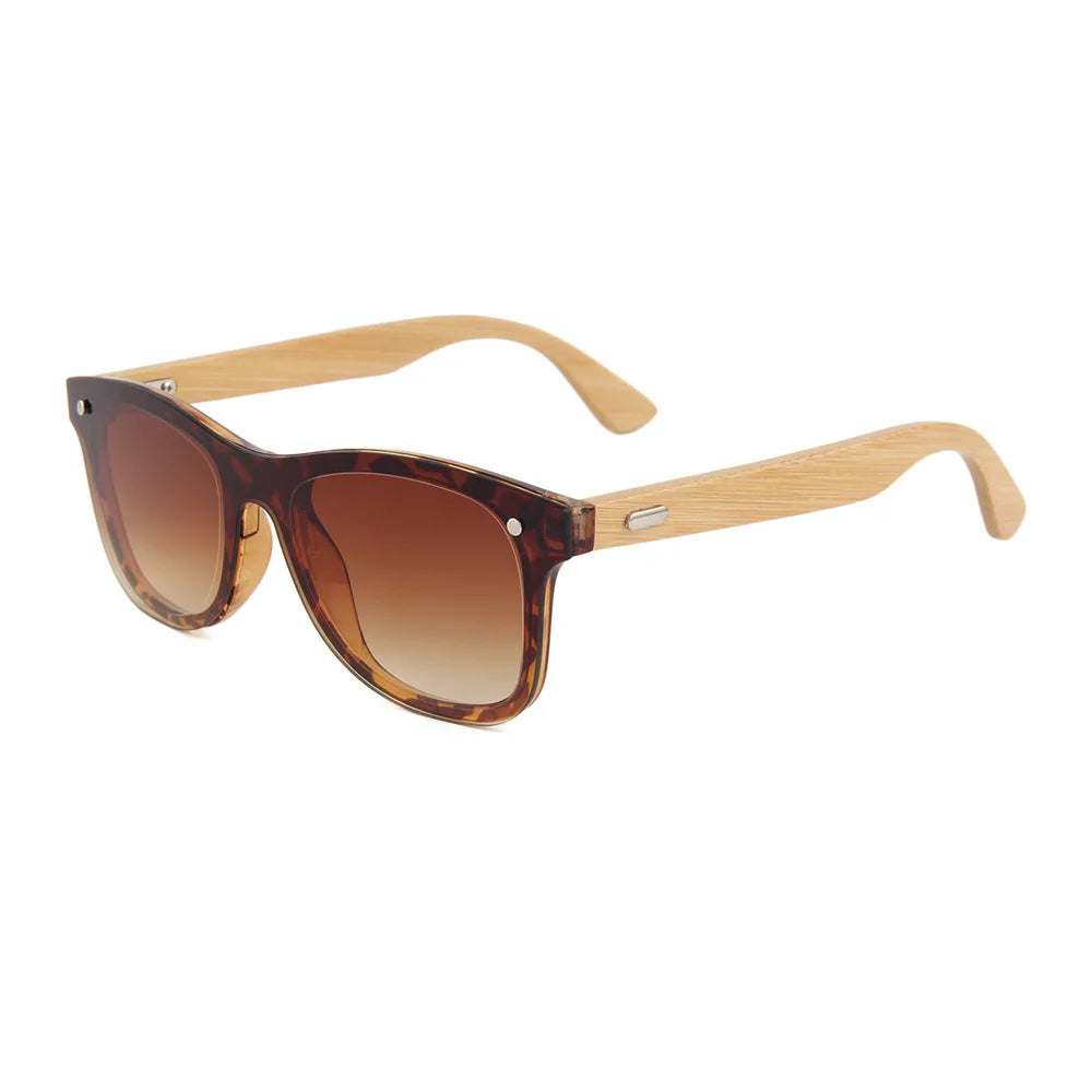 Shinycoco luxury brand new bamboo and wood sunglasses colorful flat one piece rice nail wooden leg glasses - double tea
