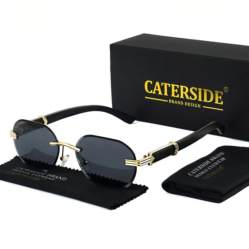 Caterside new natural solid wooden sunglasses men boundless round fashion sun glasses women party business outdoor
