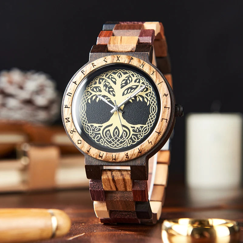 Bobo bird viking men’s watch wooden wristwatch male timepieces customize gift for men with wood box - gt094-1 / china