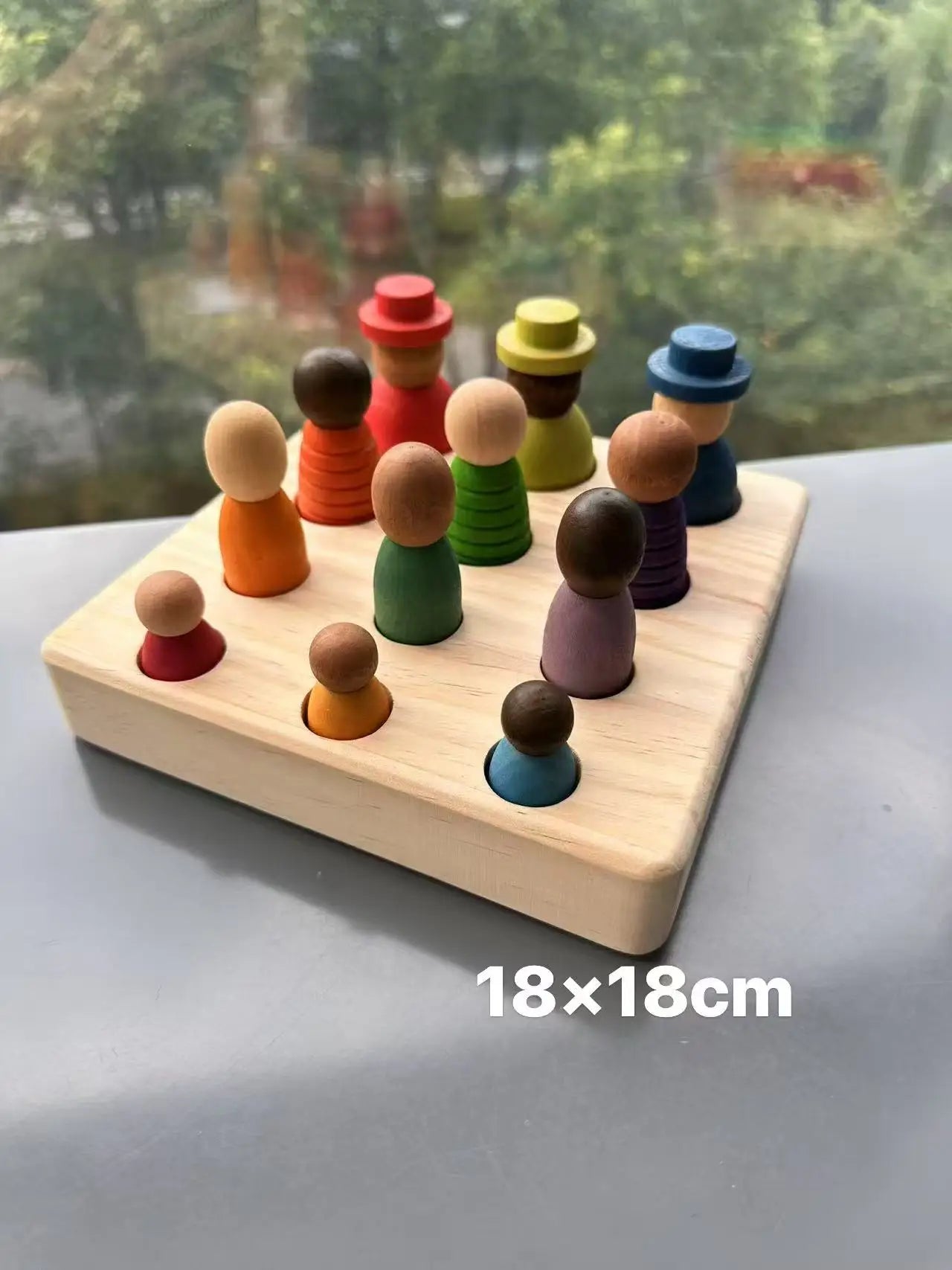 Wooden montessori toys handmade rainbow peg dolls together stacking figurines blocks for children open-ended play