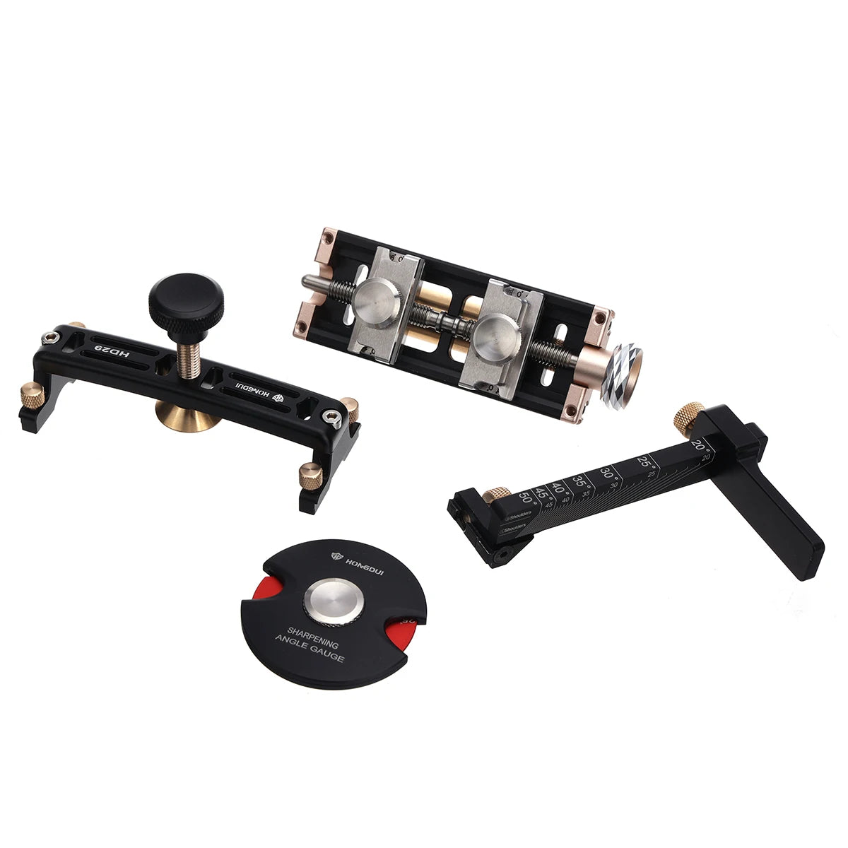 Hongdui hd29 honing guide woodworking sharpening system chisel kit fits planer blades 0-70 mm clamp range - 4pcs set