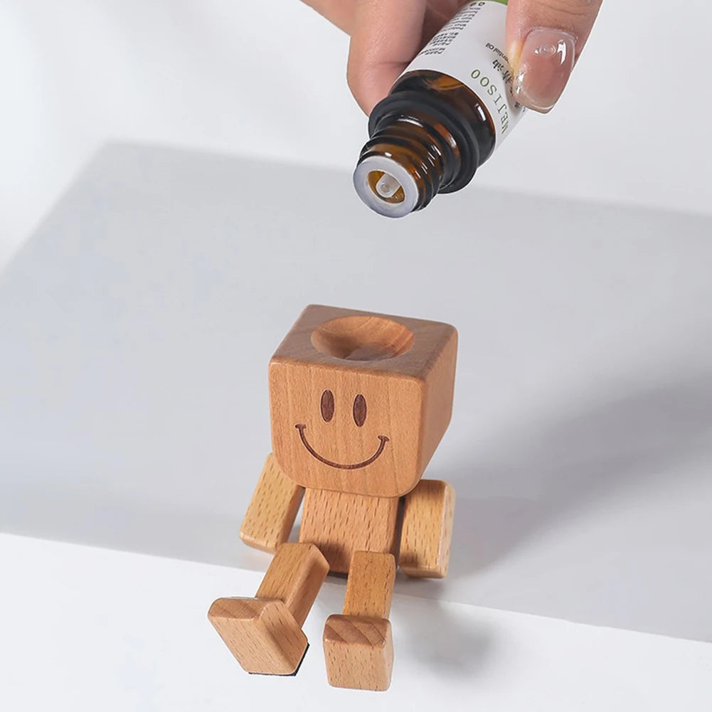 Magnetic shaking wooden man figurine handmade feet statue car dashboard decorations ornament lovers creative gifts